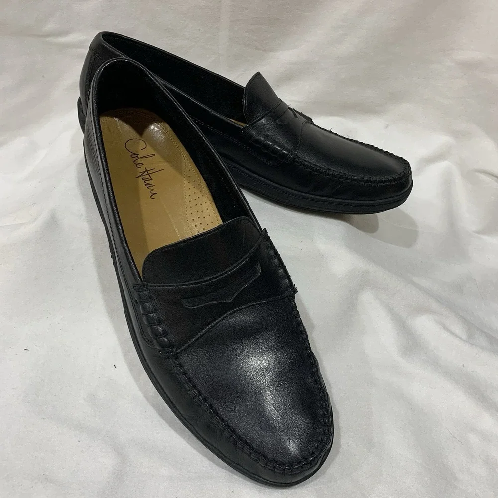 Cole Haan shoes Pinch Cup Penny Moc Slip-On Loafers Black Leather‎ C07637 SZ-12M